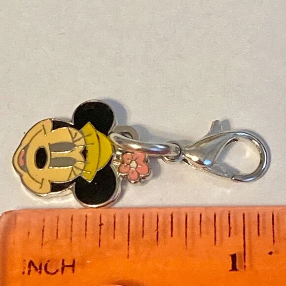 Vintage Disney Happy Minnie Mouse Flower Clip On Charm Zipper Pull Bag Purse - Picture 7 of 7